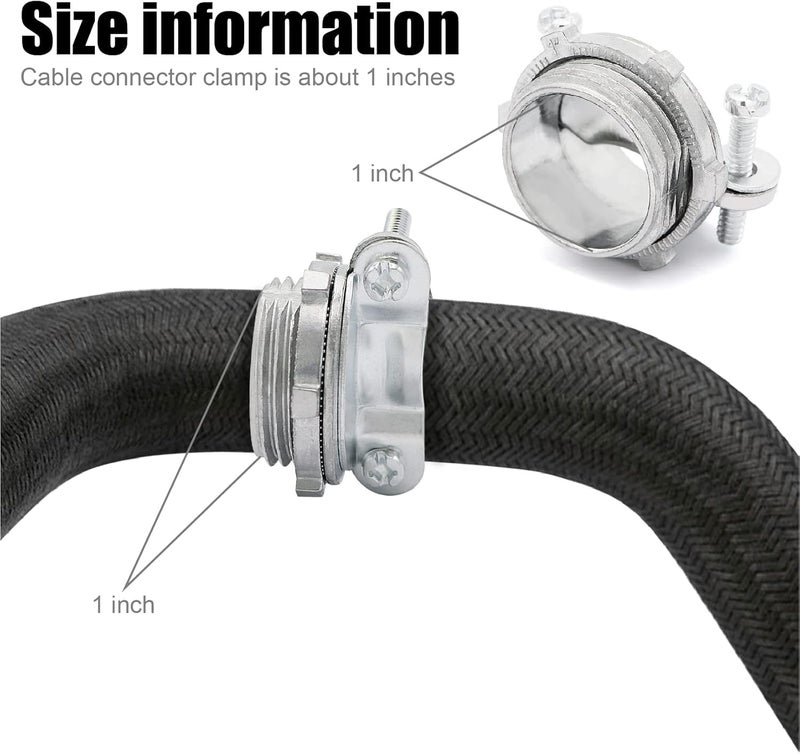 Fuzbaxy 5Pack 1 inch NM Cable Clamp Type Connectors for Metallic Conduit Protect Cables Silver-Zinc - Image 2